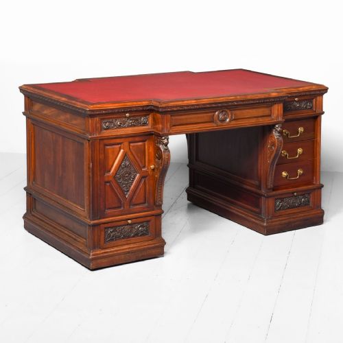 Mahogany Victorian Breakfront Partner's Desk