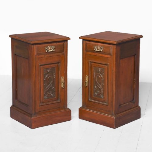 Pair of Walnut Bedside Lockers