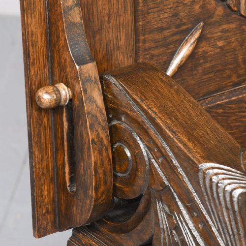 CARVED OAK MONKS BENCH - ADDITIONAL PHOTO 5
