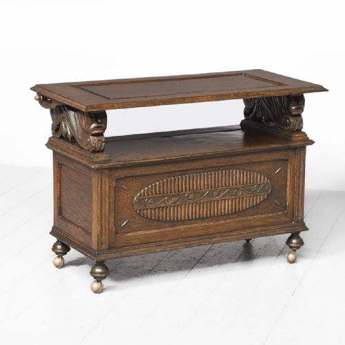 CARVED OAK MONKS BENCH - ADDITIONAL PHOTO 6
