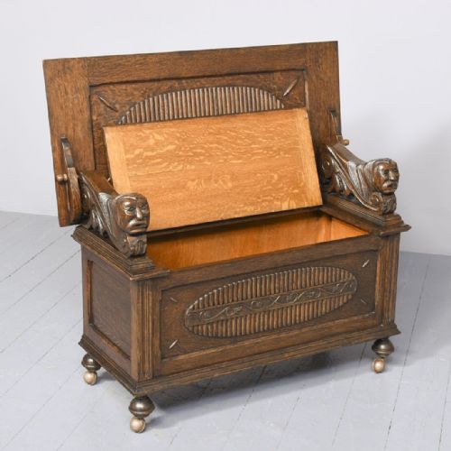 CARVED OAK MONKS BENCH - ADDITIONAL PHOTO 8
