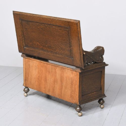 CARVED OAK MONKS BENCH - ADDITIONAL PHOTO 9