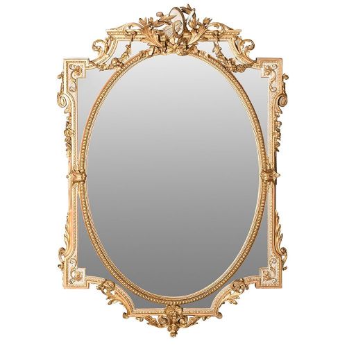 A Monumental Victorian Gilded Carved Wood & Gesso Mirror