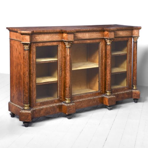 Magnificent Three Door Victorian Fine Burr Walnut Cabinet of Exhibition Quality
