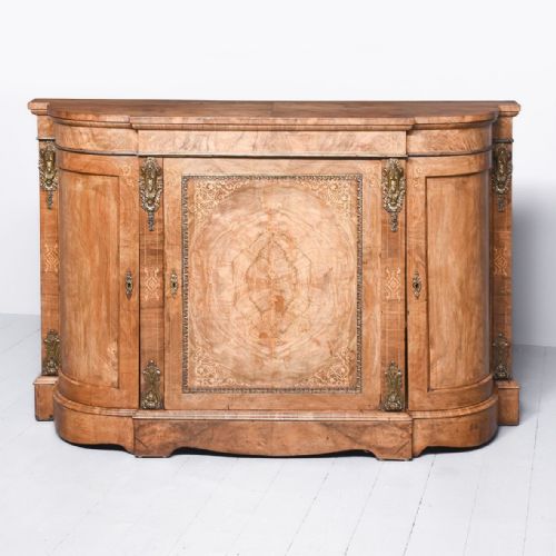 Victorian Inlaid Figured Walnut Credenza