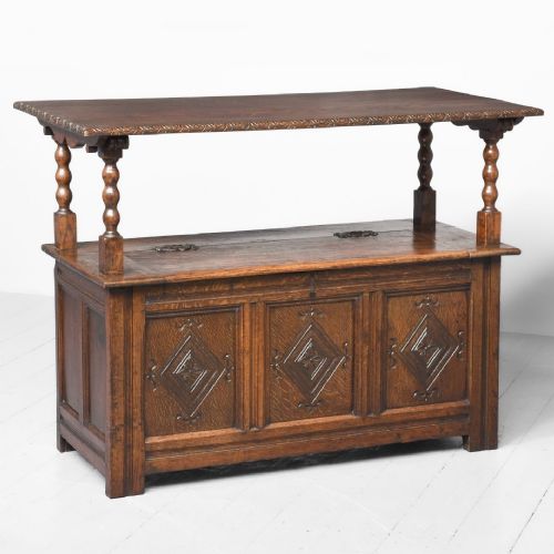 LARGE FINELY CARVED VICTORIAN OAK MONKS BENCH - ADDITIONAL PHOTO 1