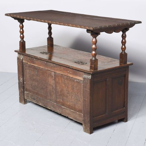 LARGE FINELY CARVED VICTORIAN OAK MONKS BENCH - ADDITIONAL PHOTO 13