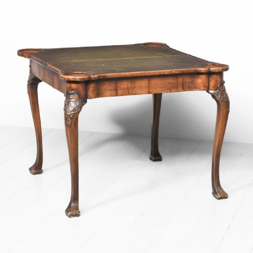 GEORGE II STYLE FIGURED WALNUT FOLDOVER GAMES TABLE - ADDITIONAL PHOTO 1