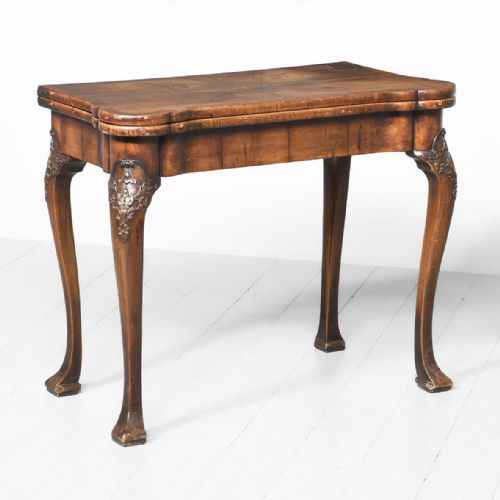 GEORGE II STYLE FIGURED WALNUT FOLDOVER GAMES TABLE - ADDITIONAL PHOTO 6