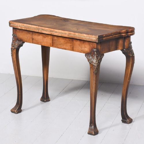 GEORGE II STYLE FIGURED WALNUT FOLDOVER GAMES TABLE - ADDITIONAL PHOTO 8