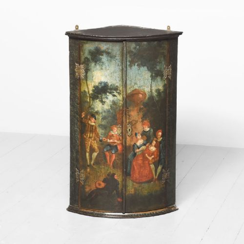 Painted George III Bow-fronted Corner Cabinet