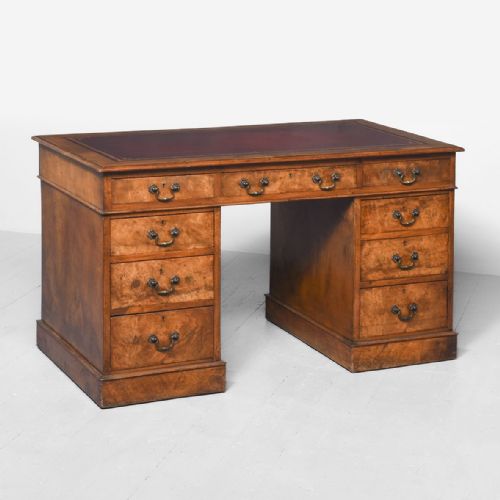 Victorian Walnut Pedestal Desk
