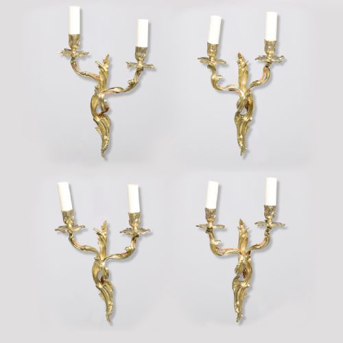 Quality Set of 4 Gilded Wall Sconces