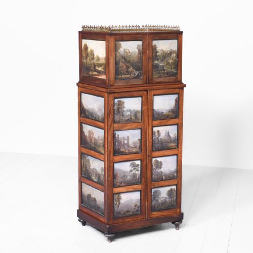 Victorian Painted Panelled Music Cabinet