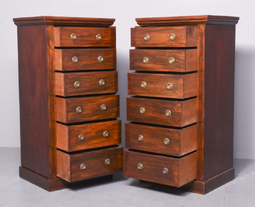 RARE PAIR OF ORIGINAL VICTORIAN MAHOGANY WELLINGTON CHESTS - ADDITIONAL PHOTO 3
