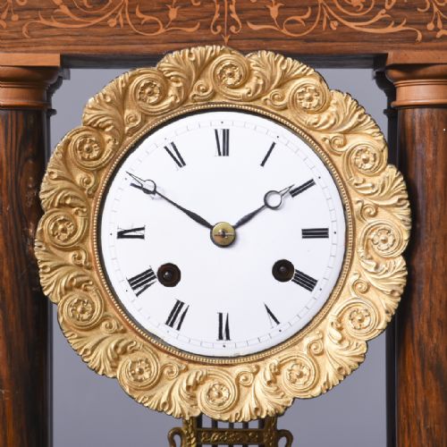 ROSEWOOD SATINWOOD FRENCH PORTICO CLOCK - ADDITIONAL PHOTO 1