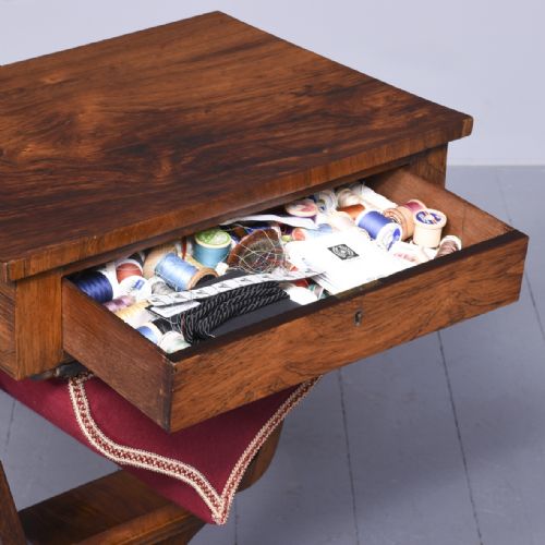 ATTRACTIVE WILLIAM IV ROSEWOOD WORKBOXOCCASIONAL TABLE - ADDITIONAL PHOTO 3