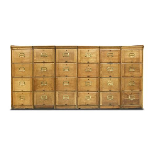 Set of 6 Oak 4 Drawer Filing Cabinets