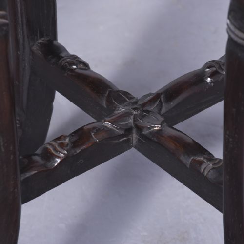 RARE PAIR OF CHINESE TALL MOTHEROFPEARL INLAID HONGMU PLANT STANDS - ADDITIONAL PHOTO 4