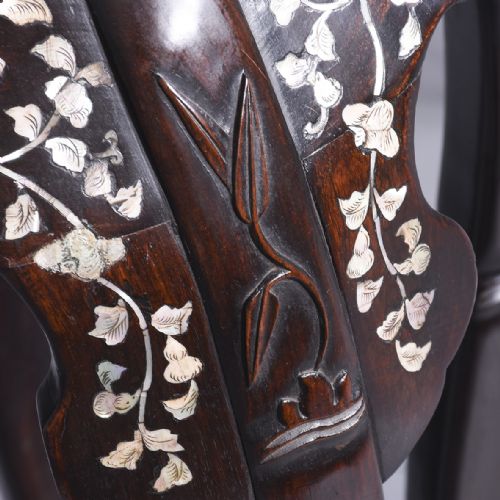 RARE PAIR OF CHINESE TALL MOTHEROFPEARL INLAID HONGMU PLANT STANDS - ADDITIONAL PHOTO 7
