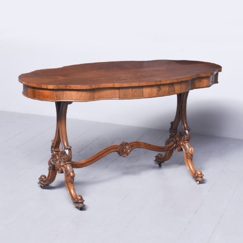 EXCEPTIONAL QUALITY VICTORIAN FREE STANDING OVAL ROSEWOOD LIBRARY TABLE - ADDITIONAL PHOTO 1