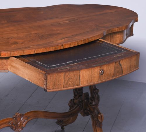 EXCEPTIONAL QUALITY VICTORIAN FREE STANDING OVAL ROSEWOOD LIBRARY TABLE - ADDITIONAL PHOTO 6