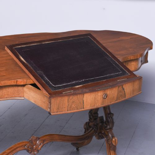 EXCEPTIONAL QUALITY VICTORIAN FREE STANDING OVAL ROSEWOOD LIBRARY TABLE - ADDITIONAL PHOTO 7