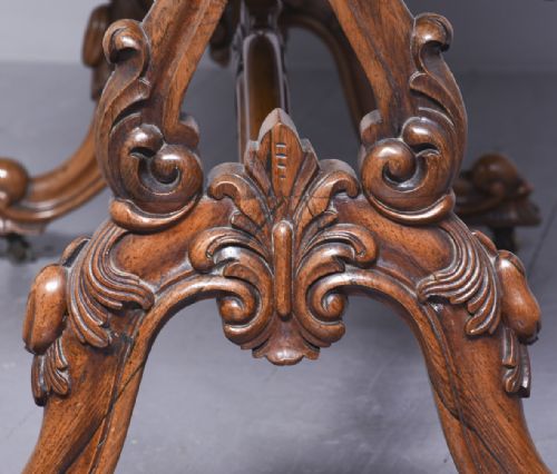 EXCEPTIONAL QUALITY VICTORIAN FREE STANDING OVAL ROSEWOOD LIBRARY TABLE - ADDITIONAL PHOTO 11