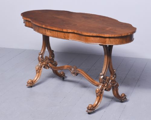 EXCEPTIONAL QUALITY VICTORIAN FREE STANDING OVAL ROSEWOOD LIBRARY TABLE - ADDITIONAL PHOTO 12