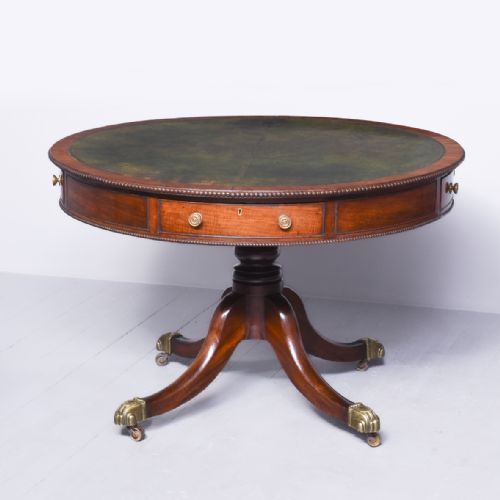 Regency Circular Mahogany Library or Rent Table
