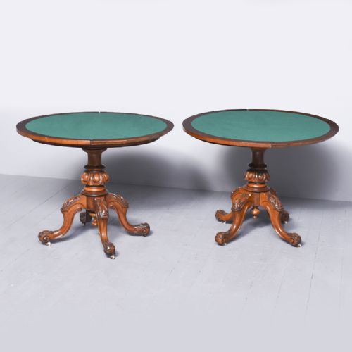PAIR OF MIDVICTORIAN WALNUT AND INLAID CARD TABLES NOW MATCHED - ADDITIONAL PHOTO 6