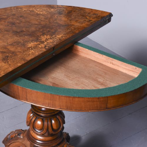 PAIR OF MIDVICTORIAN WALNUT AND INLAID CARD TABLES NOW MATCHED - ADDITIONAL PHOTO 8