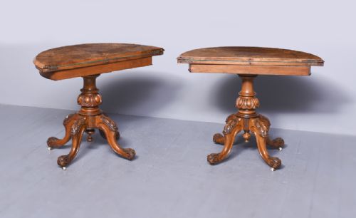 PAIR OF MIDVICTORIAN WALNUT AND INLAID CARD TABLES NOW MATCHED - ADDITIONAL PHOTO 9