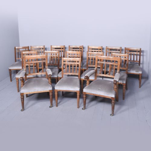 SET OF 15 WALNUT DINING CHAIRS