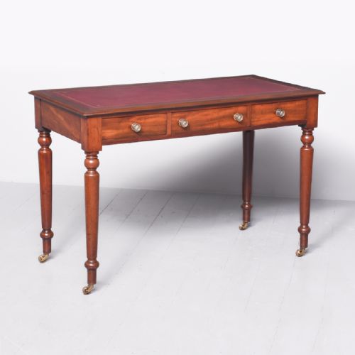 George III Mahogany Writing Table with a Burgundy Leather Writing Surface