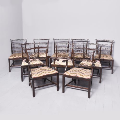 Set of 10 Hepplewhite Dining Chairs