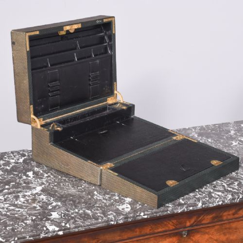 EXHIBITION QUALITY EMBOSSED LEATHER WRITING BOX - ADDITIONAL PHOTO 4