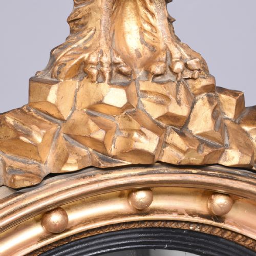 REGENCY PERIOD EAGLEMOUNTED CARVED GILTWOOD CONVEX MIRROR - ADDITIONAL PHOTO 2