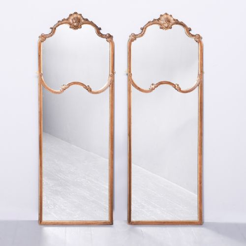 Decorative Pair of Elegant French Carved and Gilded Walnut Wall Mirrors