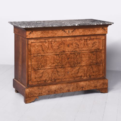 Marble Topped French Walnut Commode