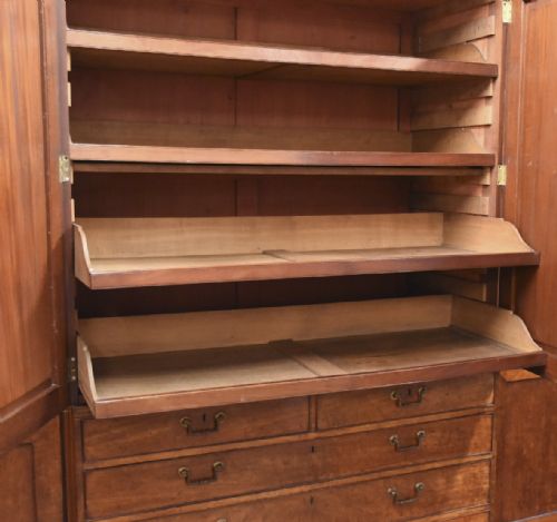 GEORGE IV INLAID 4 DOOR BREAKFRONT LINEN PRESS - ADDITIONAL PHOTO 2