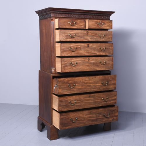 CHIPPENDALE PERIOD SECRETAIRE CHEST ON CHEST - ADDITIONAL PHOTO 5