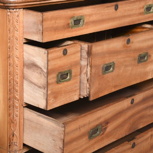 SOLID CAMPHOR WOOD SECRETAIRE MILITARY CHEST - ADDITIONAL PHOTO 9