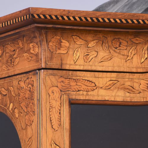 DUTCH MARQUETRY INLAID WALNUT BOOKCASE OR DISPLAY CABINET ON CHEST - ADDITIONAL PHOTO 1