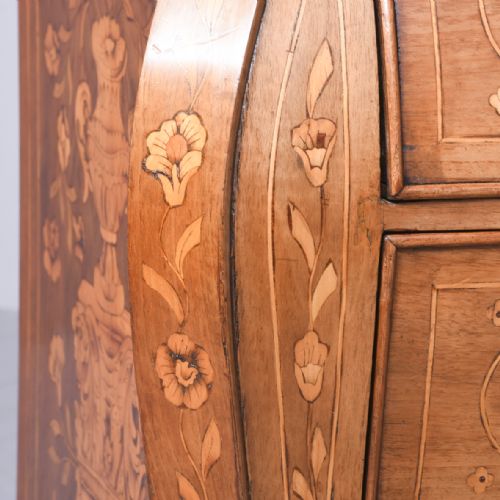 DUTCH MARQUETRY INLAID WALNUT BOOKCASE OR DISPLAY CABINET ON CHEST - ADDITIONAL PHOTO 5
