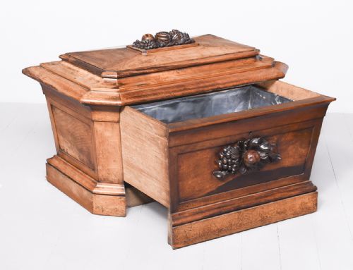 MASSIVE CARVED VICTORIAN WALNUT WINE COOLER - ADDITIONAL PHOTO 5