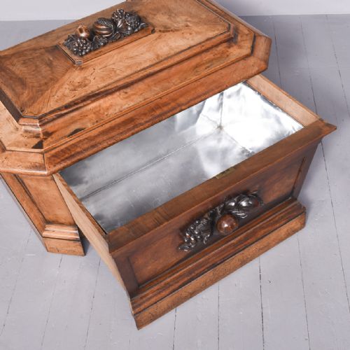 MASSIVE CARVED VICTORIAN WALNUT WINE COOLER - ADDITIONAL PHOTO 6