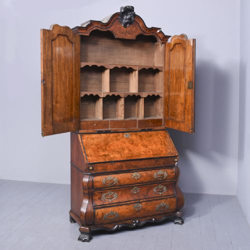 DUTCH BURR WALNUT BUREAU BOOKCASE - ADDITIONAL PHOTO 13