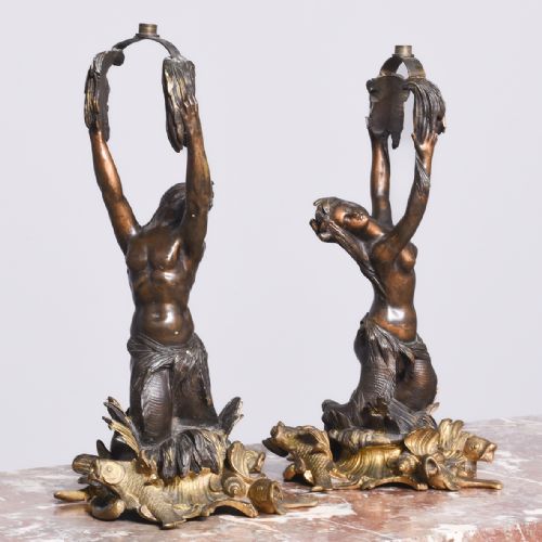 PAIR OF BRONZE GILDED LAMPS - ADDITIONAL PHOTO 1