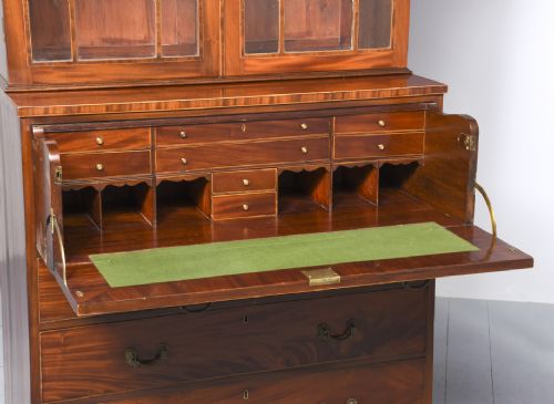 GEORGE III INLAID MAHOGANY SECRETAIRE BOOKCASE IN PRISTINE ORIGINAL CONDITION - ADDITIONAL PHOTO 1